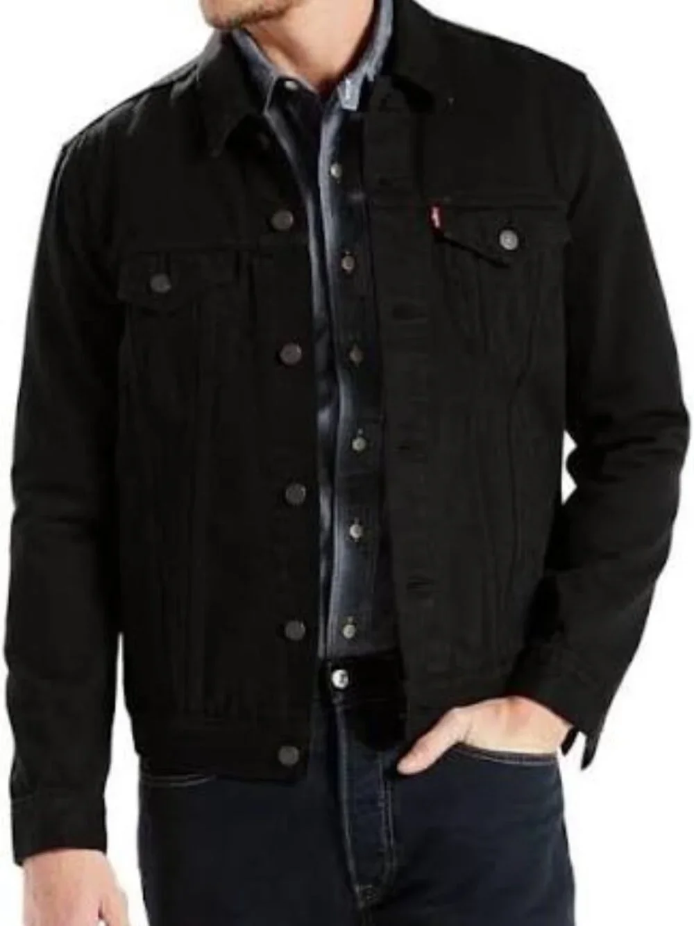 Levi's NEW The mens black stretch Button down Trucker Larimar Jacket, sz M